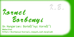 kornel borbenyi business card